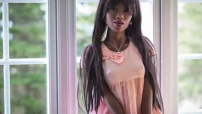 Facial Cumshot And Toy Play With A Hot Ebony Sex Doll