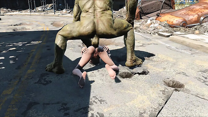 艾莉和变种人的卡通画在fallout 4中被埋伏