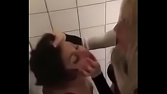 Bathroom Domination: A Lesbian Femdom Takes Control Of A Friend In Public